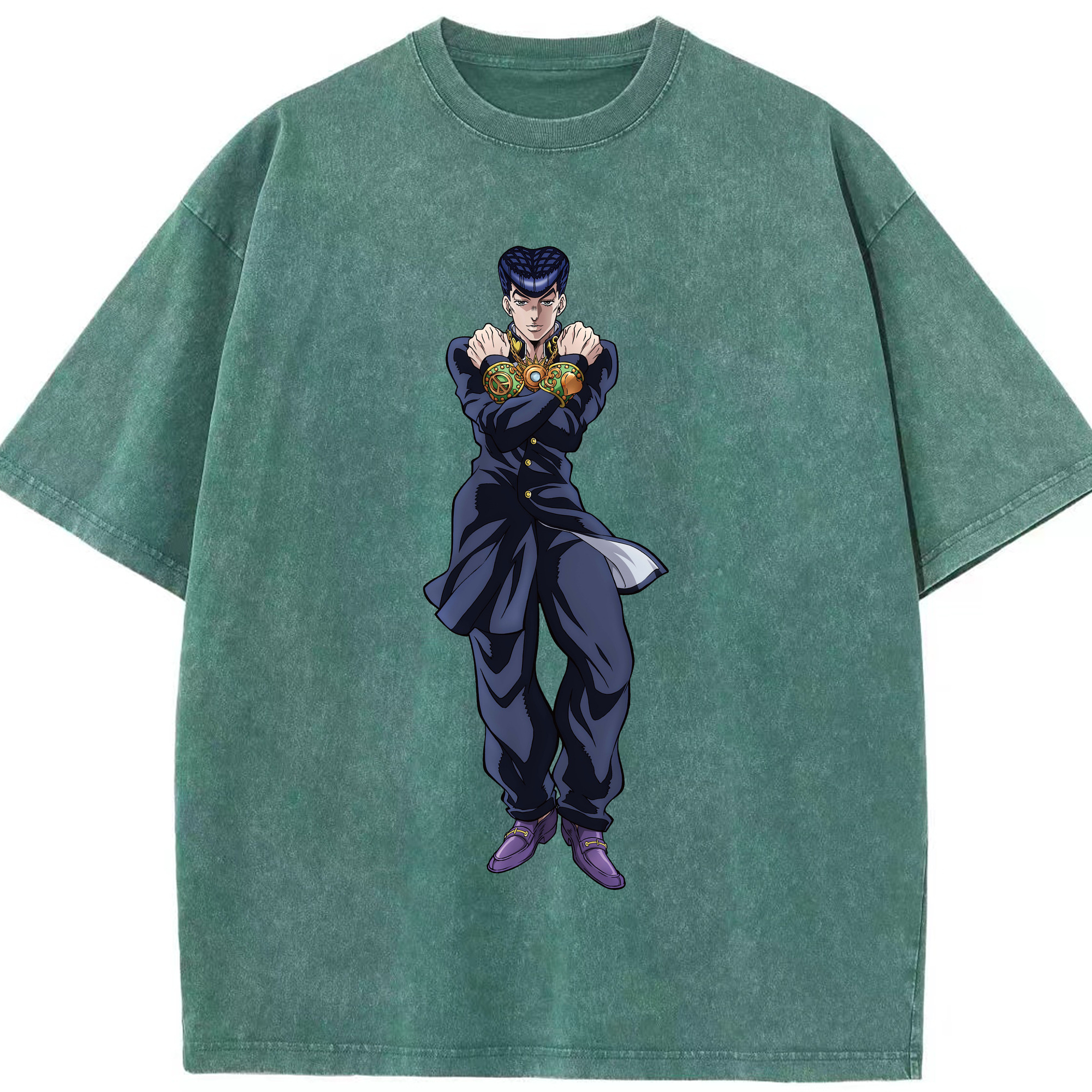 （画像用） ジョジョの奇妙な冒険 ひがしかた じょうすけ JoJo's Bizarre Adventure Higashikata Josuke 綿100% ヴィンテージ風 半袖Tシャツ（フロントプリント）